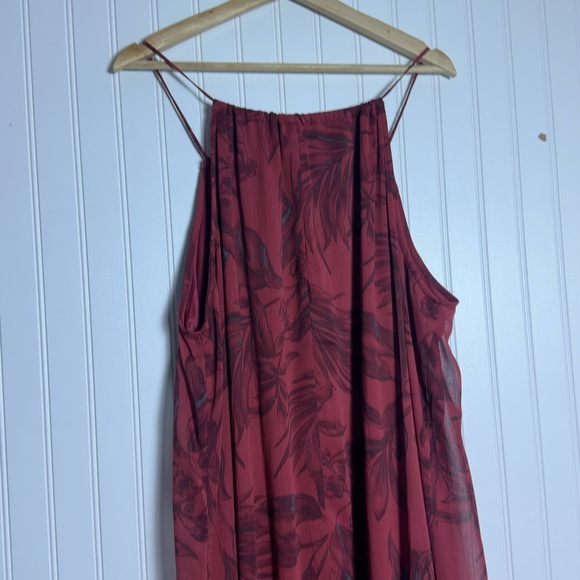 Love stitch Kiriana Halter Maxi Dress Red Floral Chiffon Left Print Flowy M - Picture 10 of 15